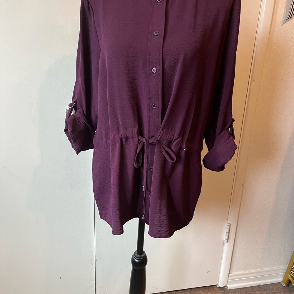 Calvin Klein Purple Button Down Shirt for Effortless Elegance